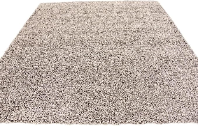 Unique Loom Solid Shag Collection Area Rug (8' Square, Cloud Gray)