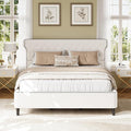 Christopher Knight Home Salus Linen Upholstered King Size Bed Frame with Headboard, Modern King Bed Frame and Headboard, Wooden Slats Support, Easy Assembly, No Box Spring Needed, Beige