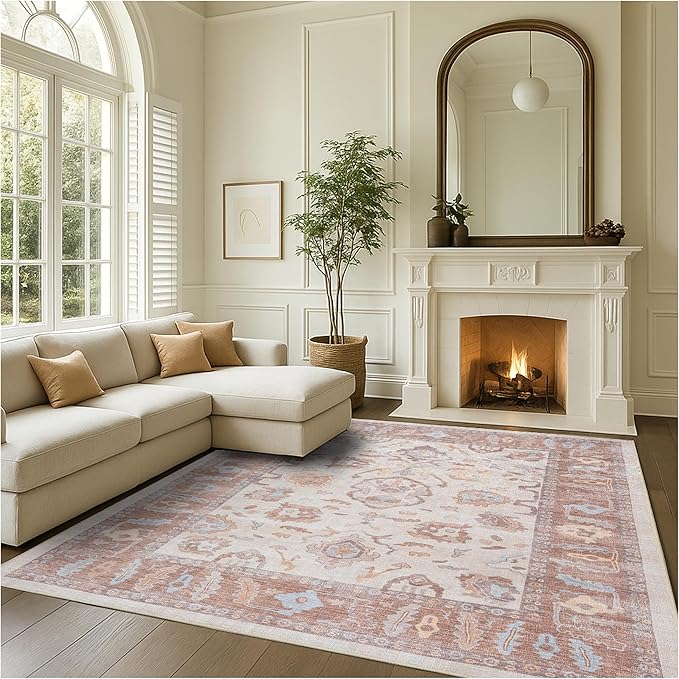 Fame Rugs Brown Modern Oushak Rug 3x5, Washable Vintage Turkish Colorful Oriental Antique Inspired Foldable Small Area Rugs, Luxury Living Room Bedroom (383BB, 2'6" x 5')