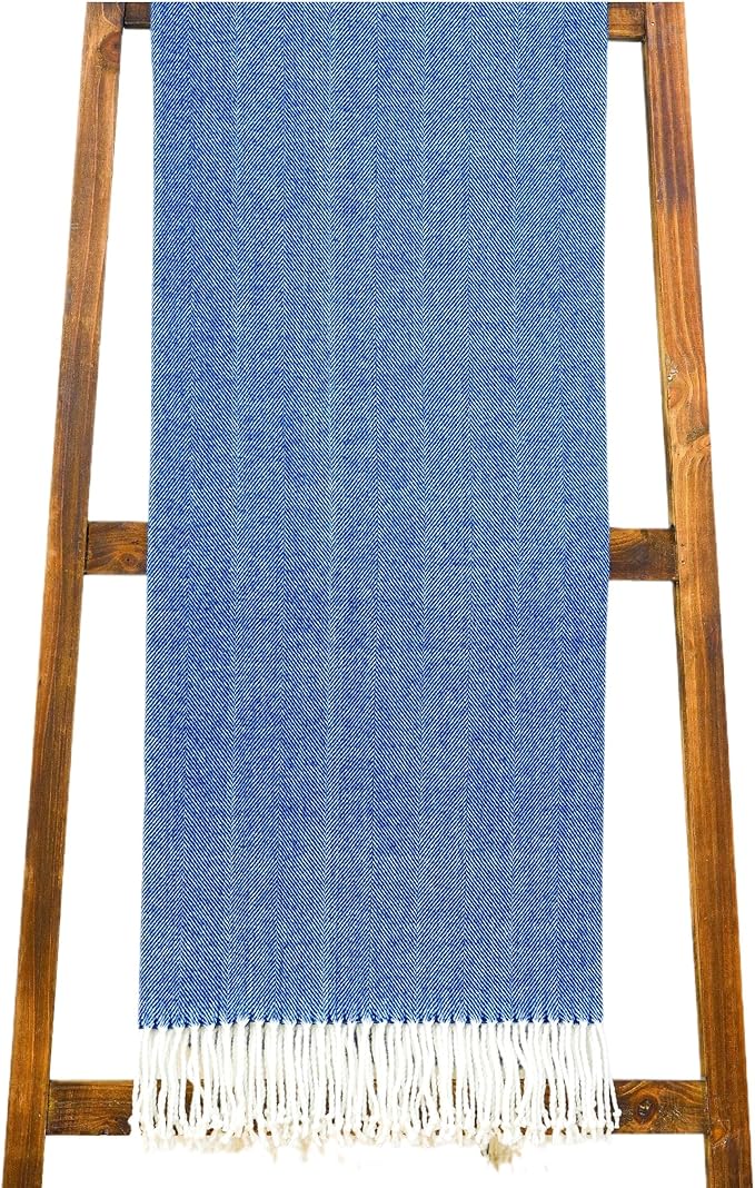 Alashan Cashmere Cotton Acrylic Adirondack Herringbone Woven Throw - Blue Cashmere Throw
