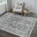 Blue 3x5 Area Rug Non Slip Vintage Office Entryway Rug Distressed Machine Washable Kitchen Carpet Retro Traditional Floral Accent Throw Door Mat for Bedroom Bathroom Dining Living Room