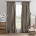 Flax Taupe Pinch Pleated Blackout Curtains 102 Inches Long for Bedroom 100% Black Out Thick Linen Dual Layer Pleated Drapes Farmhouse Country Brownish Gray 102 Inch Curtain for Dining Living Room