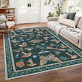 4 x 6 Rug Non-Slip Washable Carpet - Mushroom Soft Low-Pile Stain Resistant Foldable Rugs for Nursery Kitchen Bedroom Living Room Entryway Indoor Mat with Rubber Back Black
