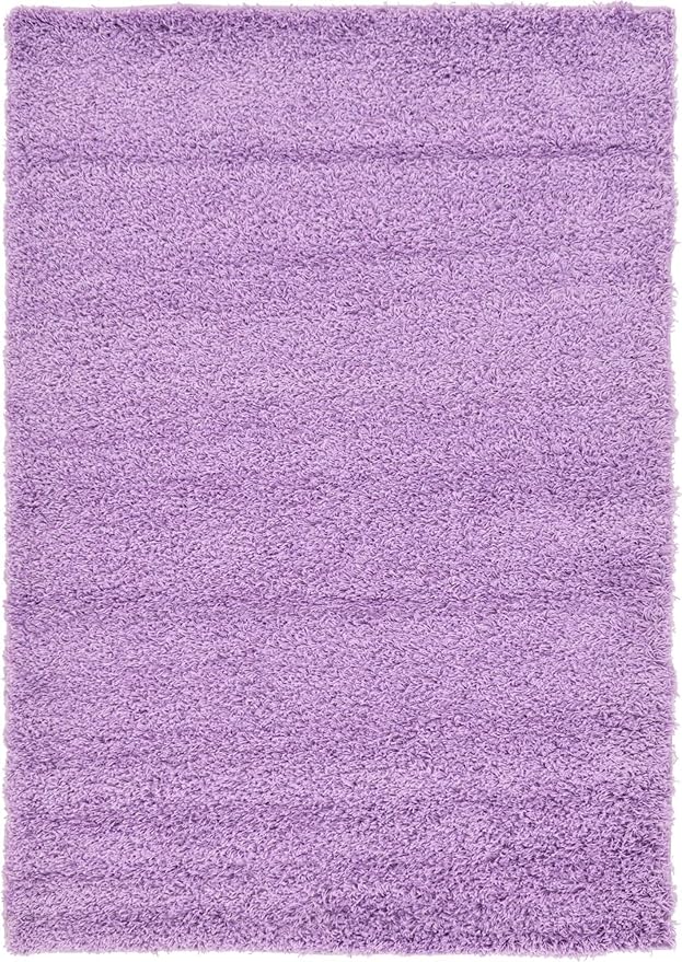 Unique Loom Solid Shag Collection Area Rug (4' 1" x 6' 1" Rectangle, Lilac)