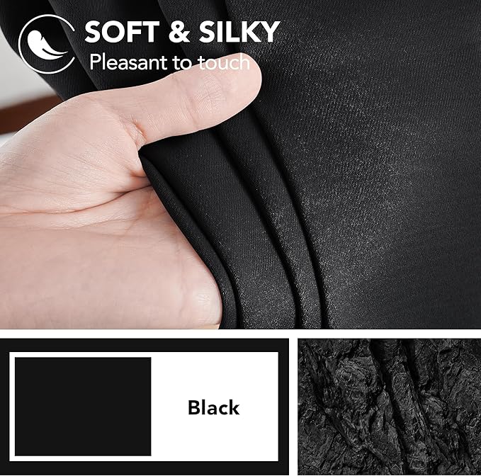 Deconovo Blackout Curtains, Thermal Insulated, W52 x L45 2 Panels, Back Tab, Machine Washable, Room-Darkening Drapes for Bedroom/Living Room Black