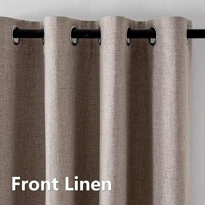 100% Blackout Curtains for Bedroom Room, Custom Curtains Blackout Thermal Insulated 1 Panel, Grommet Light Blocking Drapes for Bedroom Windows Luxury Decor(Custom Size,Linen