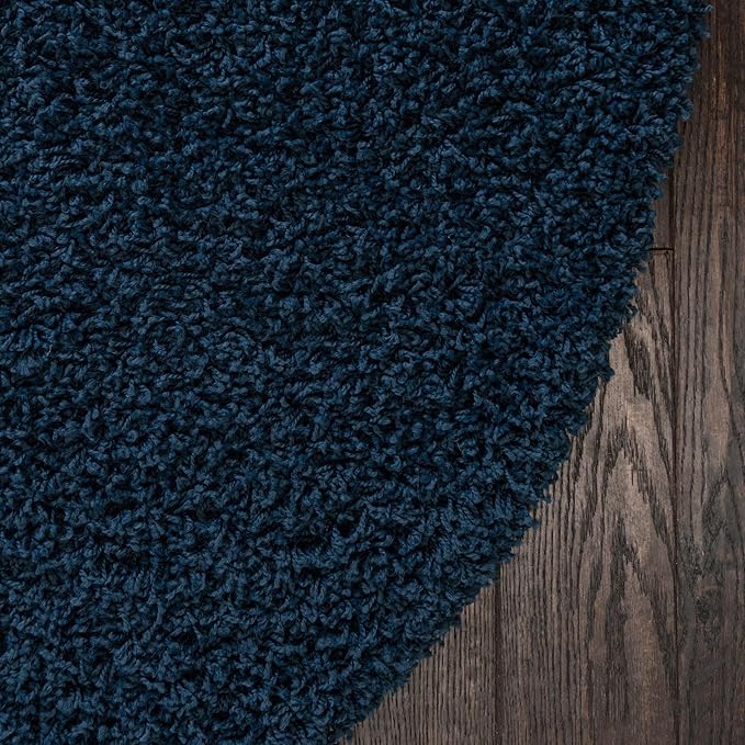 Unique Loom Solid Shag Collection Area Rug (3' 3" Round, Sapphire Blue/ Navy Blue)