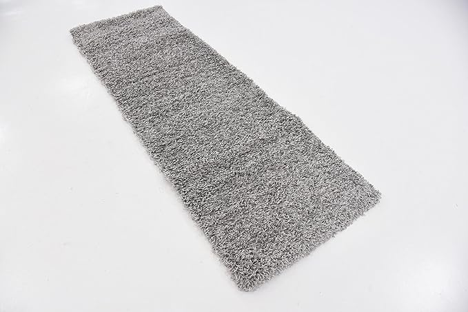 Unique Loom Solid Shag Collection Area Rug (2' x 6' 5" Runner, Cloud Gray)