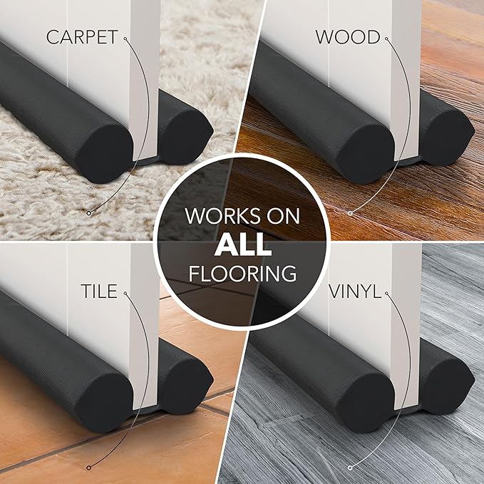 Everlasting Comfort 2 Sided Under Door Draft Stopper for Bottom of Doors - Quick Install, Keeps Heat In & Cold Air Out - Sound Proofing Foam Strip Gap Filler, Noise Blocker for Interior -Fits 30"-36"W