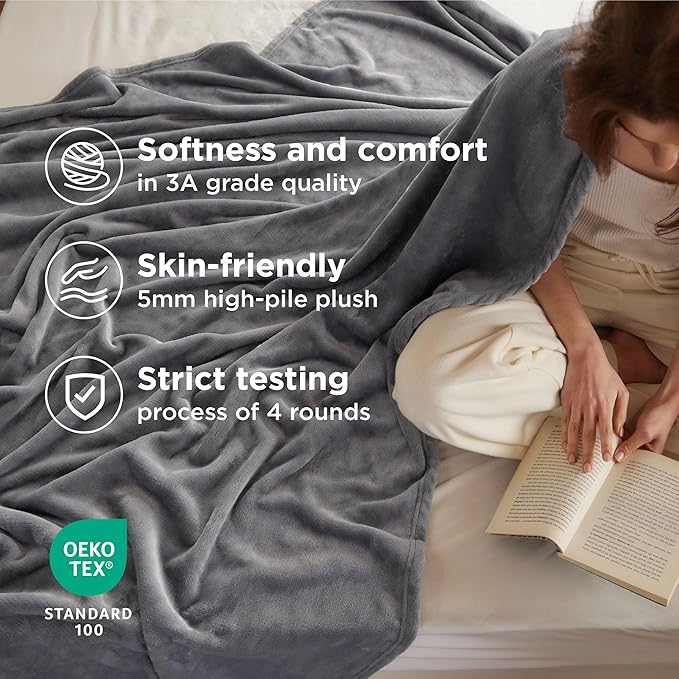 Bedsure GentleSoft Fleece Throw Blanket for Couch Grey - Lightweight Plush Fuzzy Cozy Soft Blankets and Throws for Sofa, 50x60 inches
