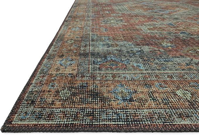 Loloi Skye Collection SKY-07 Terracotta/Sky 6'-0" x 6'-0" Round Area Rug