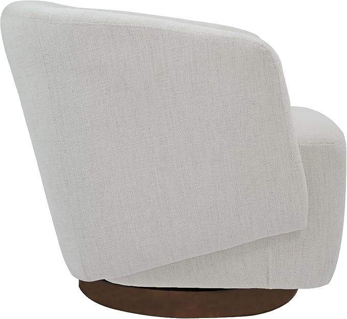 MINCETA Accent Chair,360° Swivel Chairs with Wood Base,Modern Swivel Accent Chair for Living Room and Bedroom,Performance Fabric in Ivory