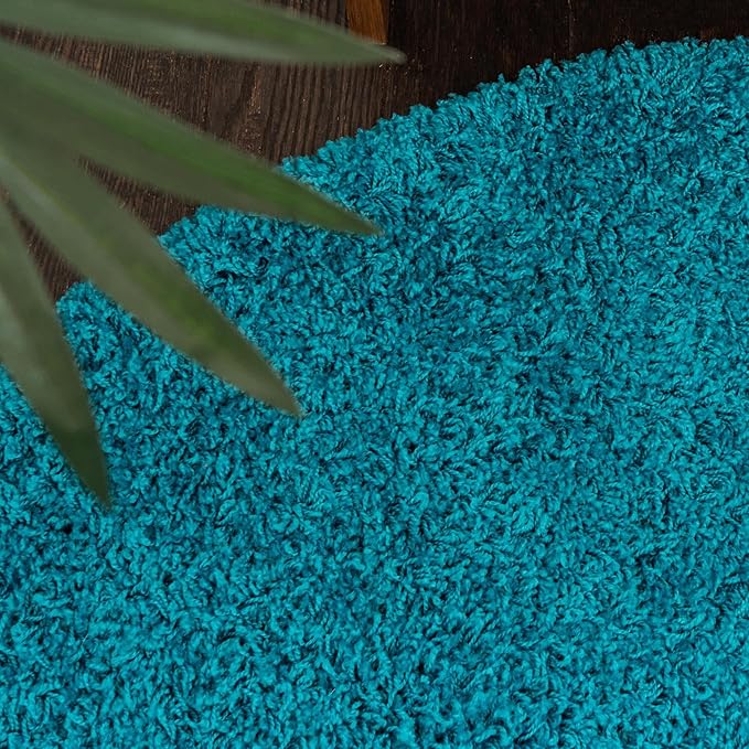 Unique Loom Solid Shag Collection Area Rug (3' 3" x 5' 3" Oval, Turquoise)