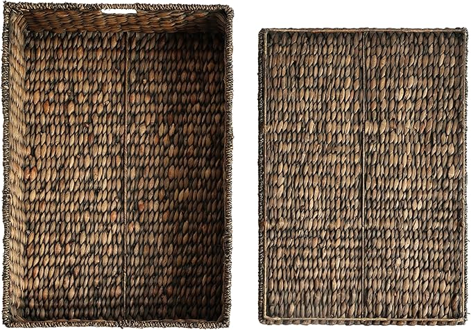 happimess BSK2015B Holden 30" Classic Costal Hand-Woven Hyacinth Wicker Under Bed Storage Basket with for Storage and Decoration in Bathroom, Bedroom, Closet, Entryway, Brown