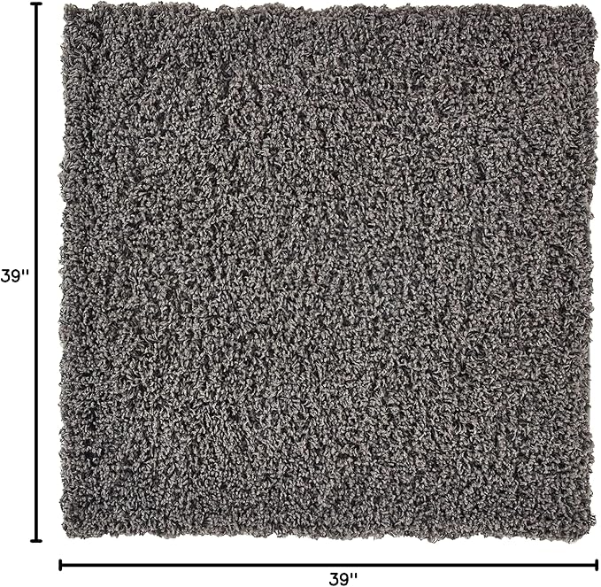 Unique Loom Solid Shag Collection Area Rug (3' 3" Square, Graphite Gray)