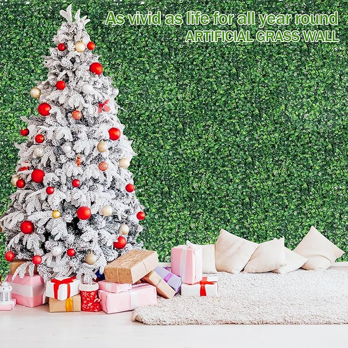 Ogrmar 24 PCS 10"x10" Artificial Boxwood Panels Topiary Hedge Plant, Privacy Hedge Screen UV Protected Suitable for Outdoor, Indoor, Garden, Fence, Backyard and Décor (24, 10"x10")