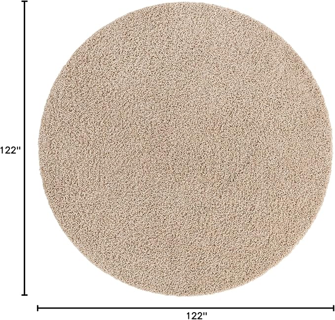 Unique Loom Solid Shag Collection Area Rug (10' 2" Round, Taupe)