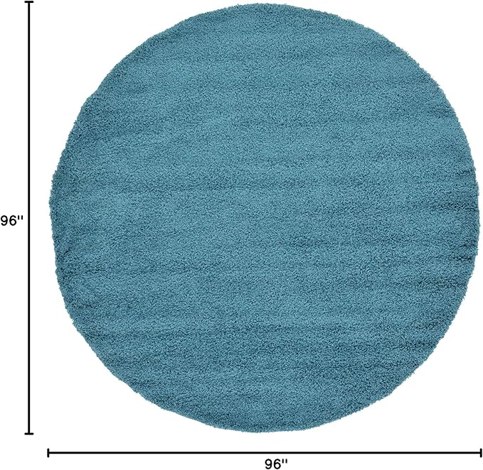 Unique Loom Solid Shag Collection Area Rug (8' Round, Deep Aqua Blue)