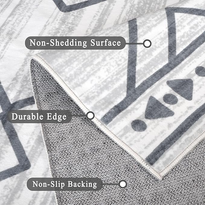 6x9 Area Rug, Ultra-Soft Washable Rug for Living Room, Dinner Room, Bedroom, Non-Slip Modern Westren Rug, Indoor Carpet Large Area Rug, Checkered
