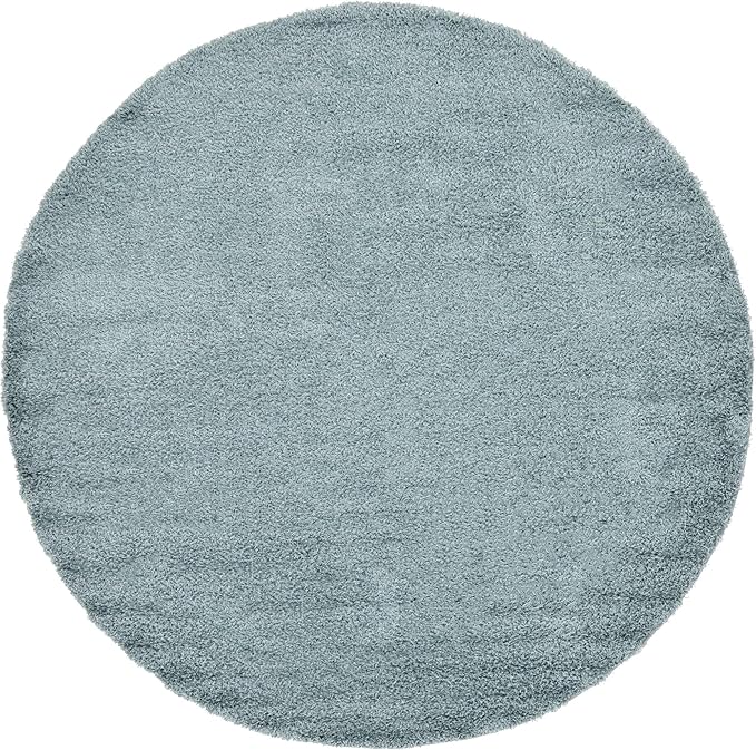 Unique Loom Solid Shag Collection Area Rug (8' Round, Light Slate Blue)