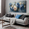 JuhaiArt Blue Wall Art Bedroom Large Flower Canvas Wall Decor Peony Floral Picture Art White Artwork for Living Room Office 29" x 59"