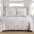 MarCielo 3-Piece 100% Cotton Bedspread Lightweight Quilt Coverlet Embroidery Farmhouse Bedding Set (TJ Colorful,Queen (98"x102"))