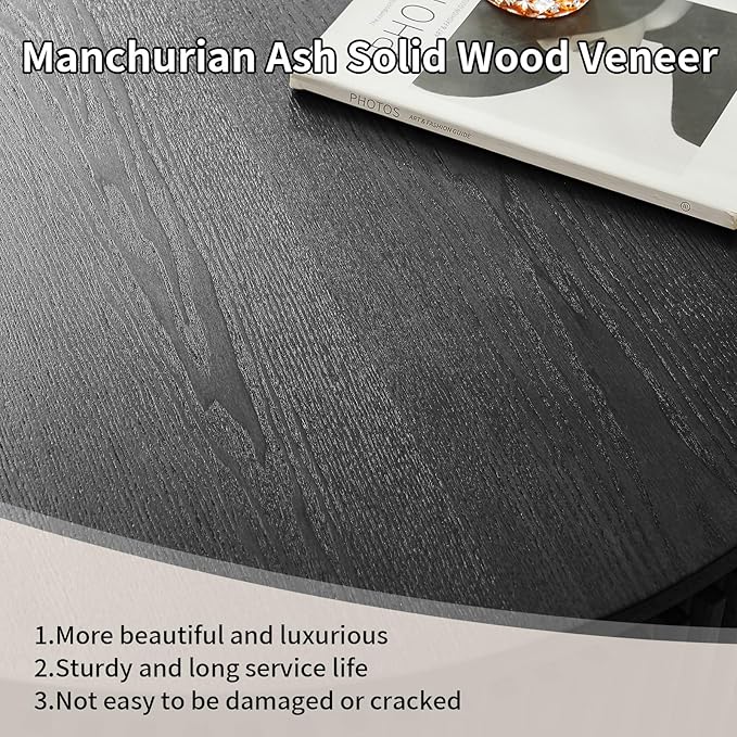 LKTART Round Coffee Table for Living Room, Accent Fluted Drum Coffee Table with Storage, Modern Solid Wood Veneered Circle Center Tea Table for Small Space Apartment (31.5''D×14''H-Black)