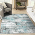 3x5 Rug, Small Area Rug for Living Room, Bedroom, Kitchen, Machine Washable Non-Slip Throw Rug, Modern Abstract Carpet for Entryway Nursery Coffee Table, Teal