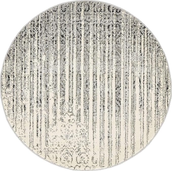 Unique Loom Del Mar Collection Area Rug - Jennifer (3' 3" Round, Gray/ Black)