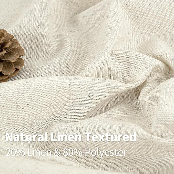 YoungsTex 60 Inch Wide Linen Curtains 84 Inch Length 2 Panels Light Filtering Grommet Living Room Curtains Privacy Rustic Window Drapes for Bedroom Dining Room, 60 X 84 Inch