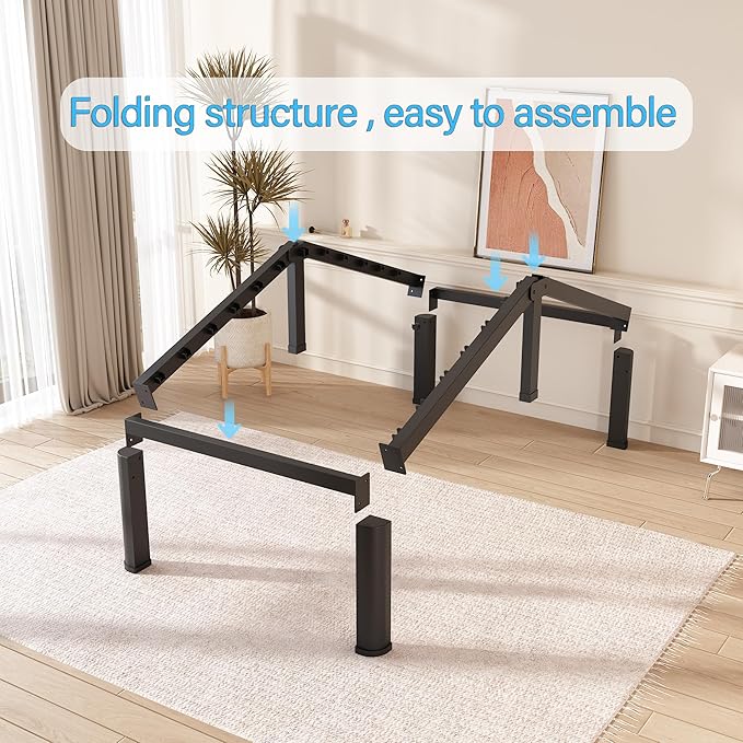 FUIOBYVV 6 Inch Twin XL Bed Frame with Round Corner Edge Legs 3500 lbs Metal Heavy Duty Steel Slats Support No Box Spring Needed Platform Noise Free Easy Assembly