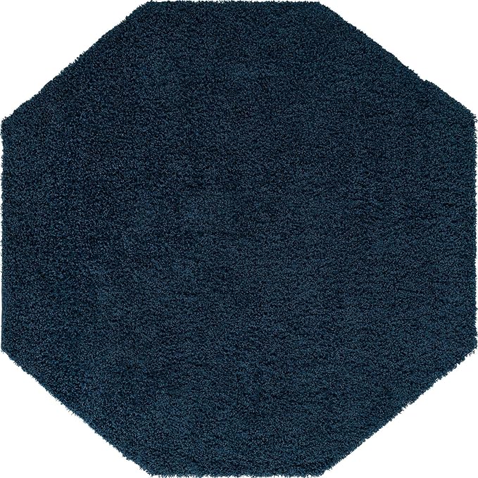 Unique Loom Solid Shag Collection Area Rug (8' Octagon, Sapphire Blue/ Navy Blue)