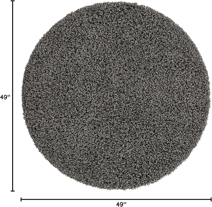 Unique Loom Solid Shag Collection Area Rug (4' 1" Round, Graphite Gray)