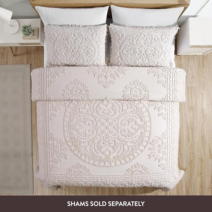 Beatrice Home Fashions Medallion Chenille Bedspread, Twin, Blush