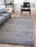 Unique Loom Solid Shag Collection Area Rug (10' x 13' 11" Rectangle, Cloud Gray)