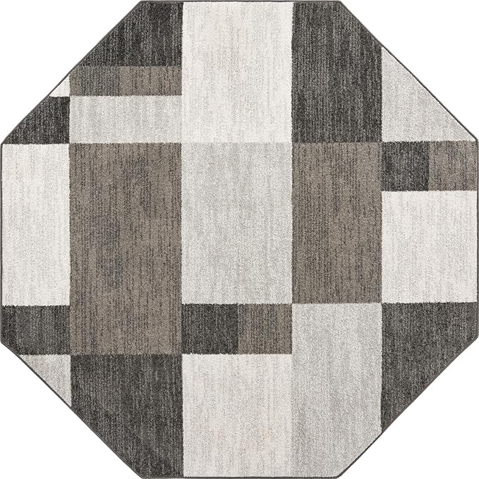 Unique Loom Autumn Collection Area Rug - Providence (7' 10" Octagon, Gray/ Ivory)