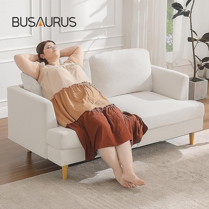 Loveseat Sofa 56", Small Couches for Small Spaces, Mid Century Love Seat Couches for Living Room, Upholstered 2-Seater Couch for Bedroom, Apartment, Beige