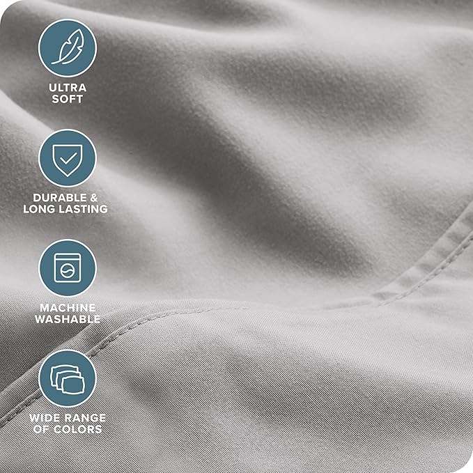 Bare Home Hotel Luxury Cal King Sheet Set, Extra Soft, 6 Piece Set, Deep Pockets, Easy Fit, Cooling & Breathable, Wrinkle, Fade, Stain Resistant, Includes 4 Pillowcases (California King, Light Grey)