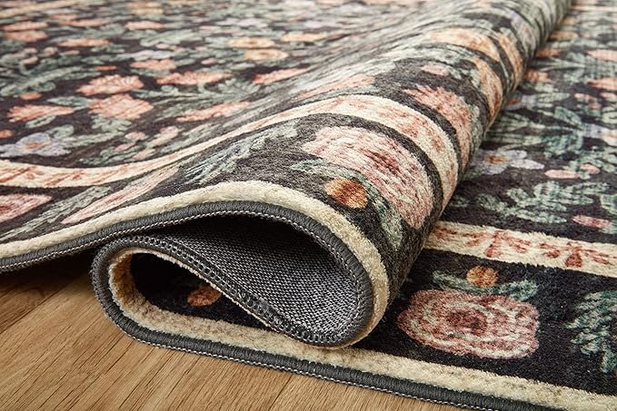 Loloi Rifle Paper Co. Eden Collection EDE-02 Mughal Garden Black 2'-6" x 11'-6" Runner Rug feat. CloudPile™
