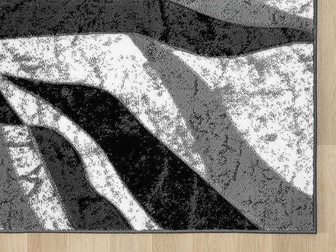 Modern Abstract Area Rug Hand Carved Contemporary Geometric Vibrant Colors Carpet for Living Room Bedroom Design PR1002 (Grey, 8' x 10')