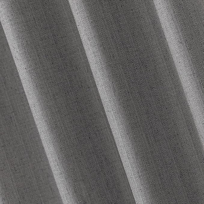 Amazon Basics Faux Linen Blackout Curtains for Bedroom and Living Room, 2-Piece Set with Grommets, 42" W x 72" L, Grey