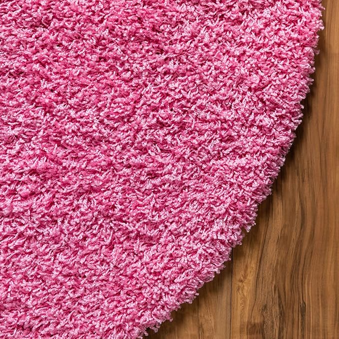 Unique Loom Solid Shag Collection Area Rug (5' 1" x 8' Oval, Taffy Pink)