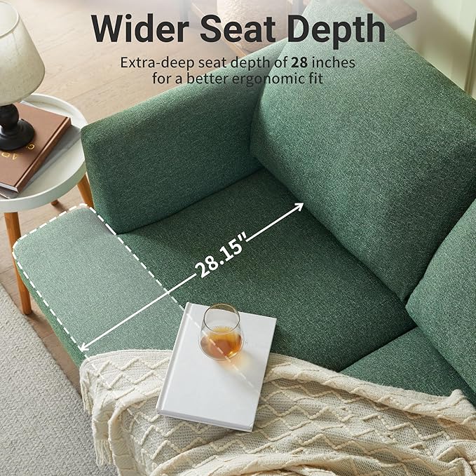 Loveseat Sofa 56", Small Couches for Small Spaces Love Seat with 2-Seat Upholstered Cushion, Mid Century Modern Sofa Couches for Living Room, Deep Couch for Bedroom, Apartment, Green