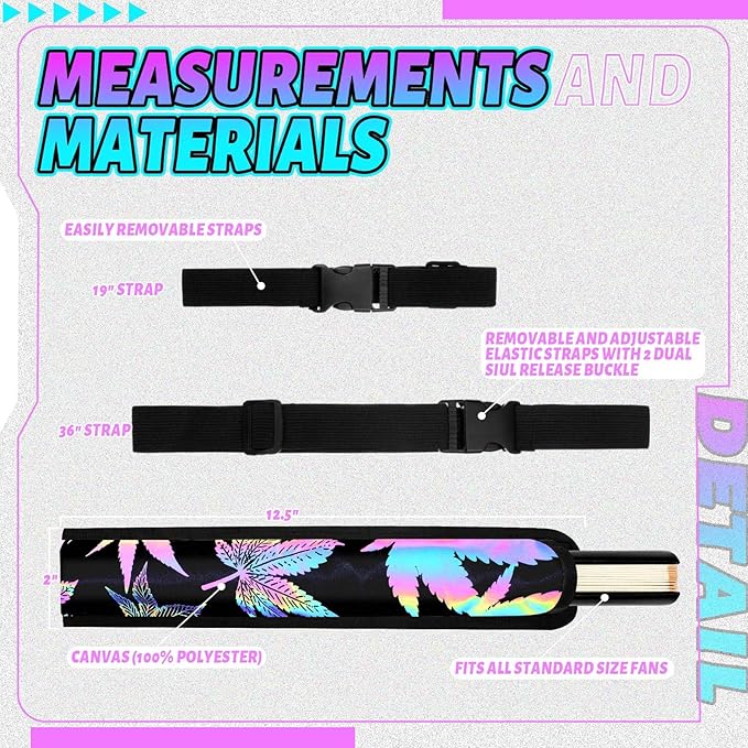 Summer Rave Fan Thigh Holster Rave Fan Holder Folding Hand Pouch Foldable Sleeves with Waist Belt for Thigh Party