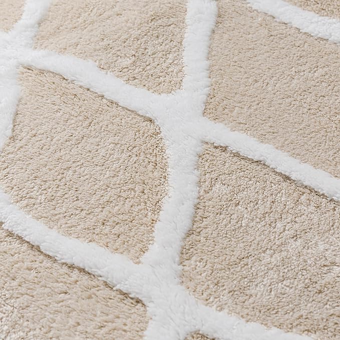 Ivory 4x6 Area Rug Moroccan Shag Office Washable Carpet Soft Non Shedding Neutral Boho Doormat Plush Pile Modern Throw Rug for Entryway Kitchen Dining Room Bedroom Living Room