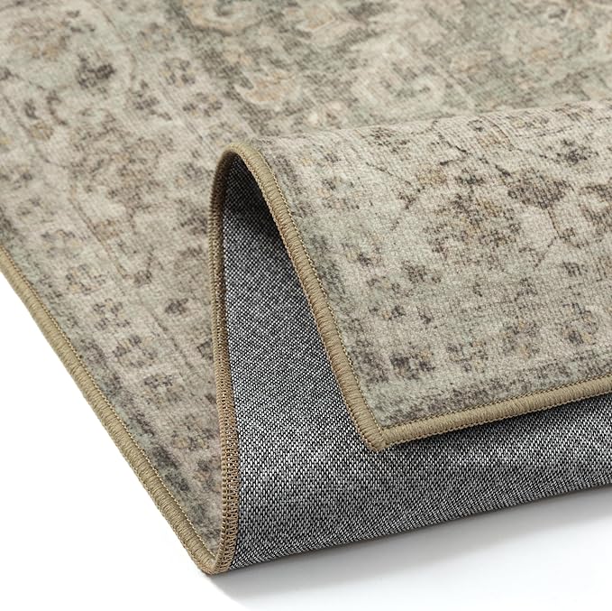 Brown 4x6 Entryway Rug Vintage Area Carpet Indoor Office Washable Door Mat Entrance Small Low Pile Traditional Distressed Retro Accent Throw Rug Non Slip Kitchen Bathroom