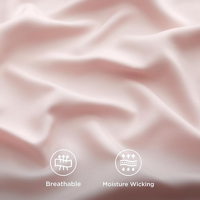 Bedsure California King Sheet Sets, Cooling Sheets for Hot Sleepers, Rayon Derived from Bamboo, Breathable & Soft, Deep Pocket Up to 16 Inches, Hotel Luxury Silky Bedding, Pink