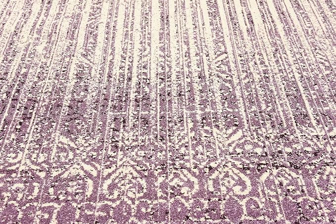 Unique Loom Del Mar Collection Area Rug - Jennifer (7' 10" Square, Purple/ Ivory)