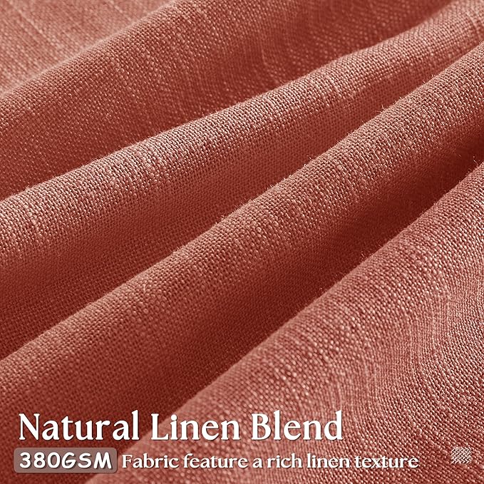 Terracotta Pinch Pleated Linen Curtains 45 Inch Length 2 Panels Set for Bedroom Dining Room Kitchen Semi Sheer Linen Boho Farmhouse Small Window Curtains 45 Inches Long Burnt Orange Autumn Fall Decor