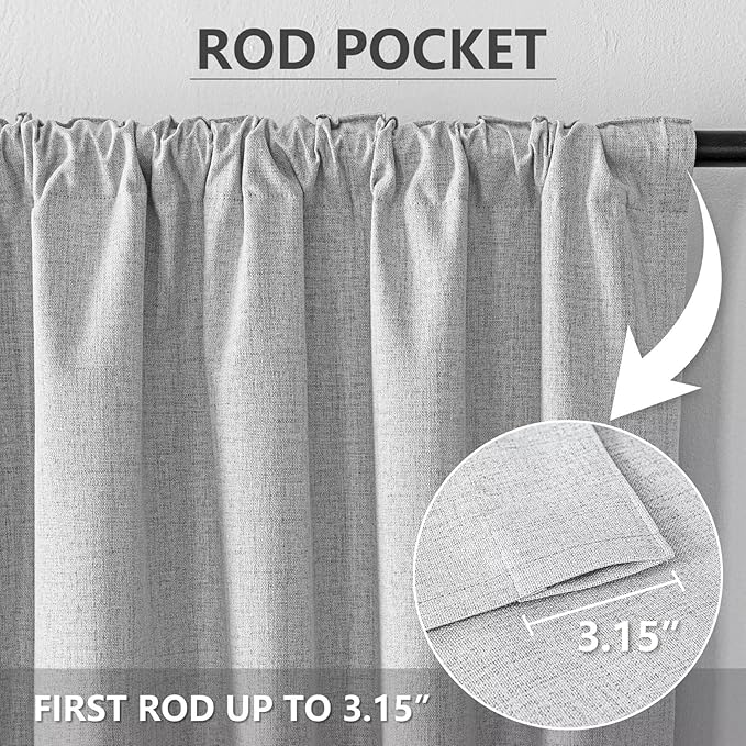 100% Blackout Curtains for Living Room, 96 Inch Curtains 2 Panel Set Light Blocking, Back Tab & Rod Pocket Thermal Insulated Drapes Bedroom Windows Home Decor(52W × 96L inch, Off-White)